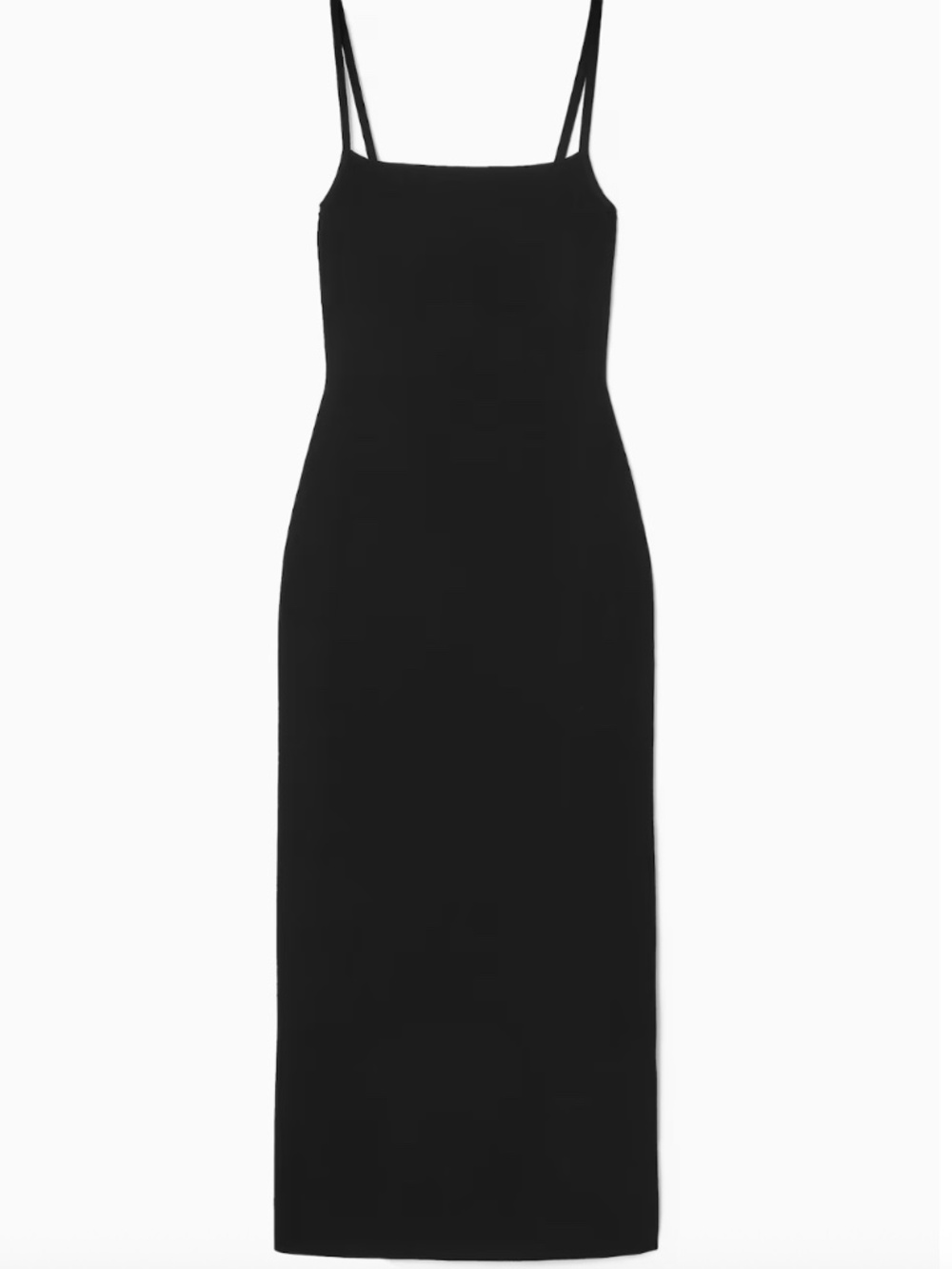 NWT COS Collection of Style Black Square-Neck Knitted Slip Dress Size Large